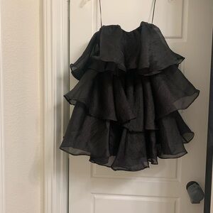 Black Layered Ruffle Dress